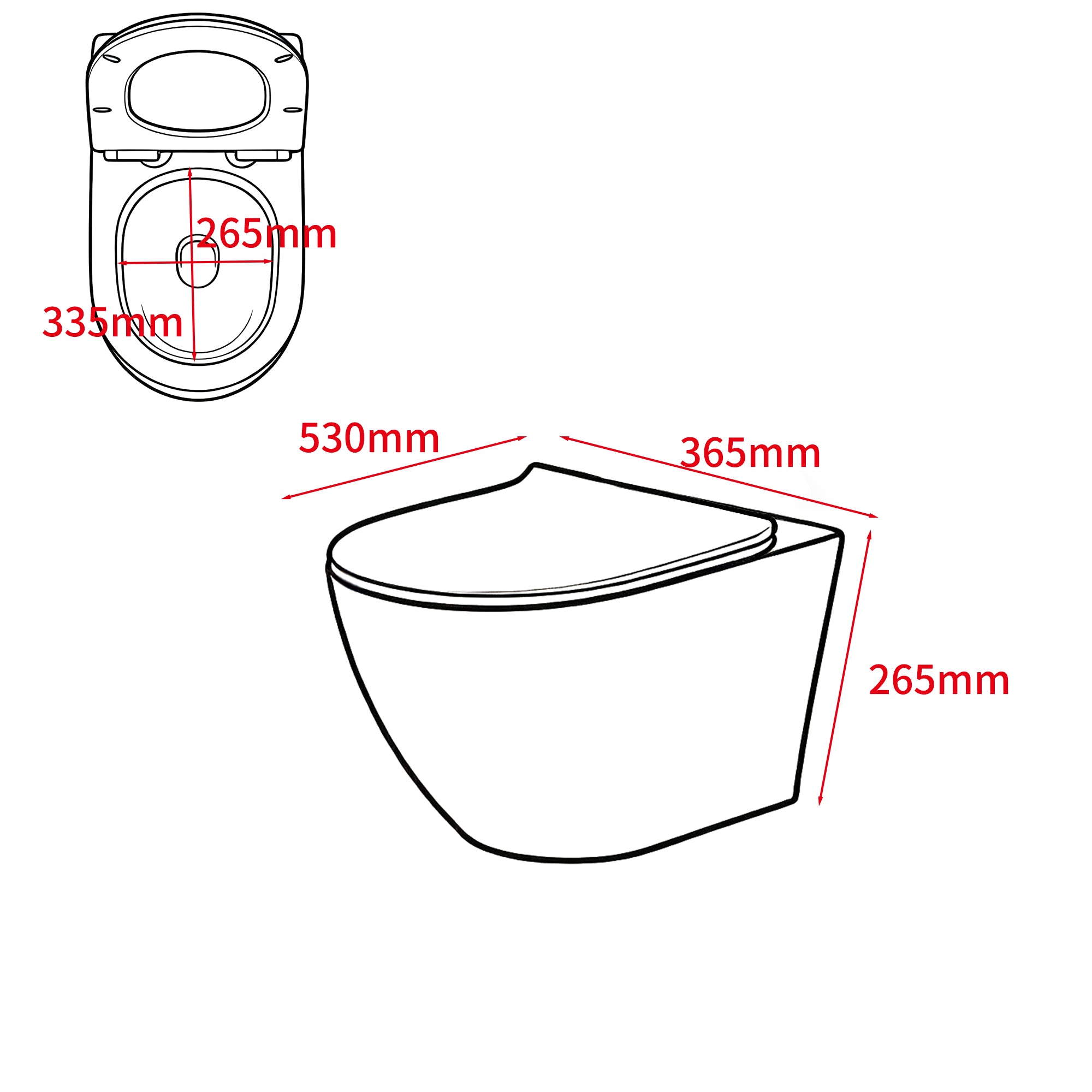 WC suspendu VALA (53*36,5*26,5cm)– Design moderne & abattant Soft Close (Copie)