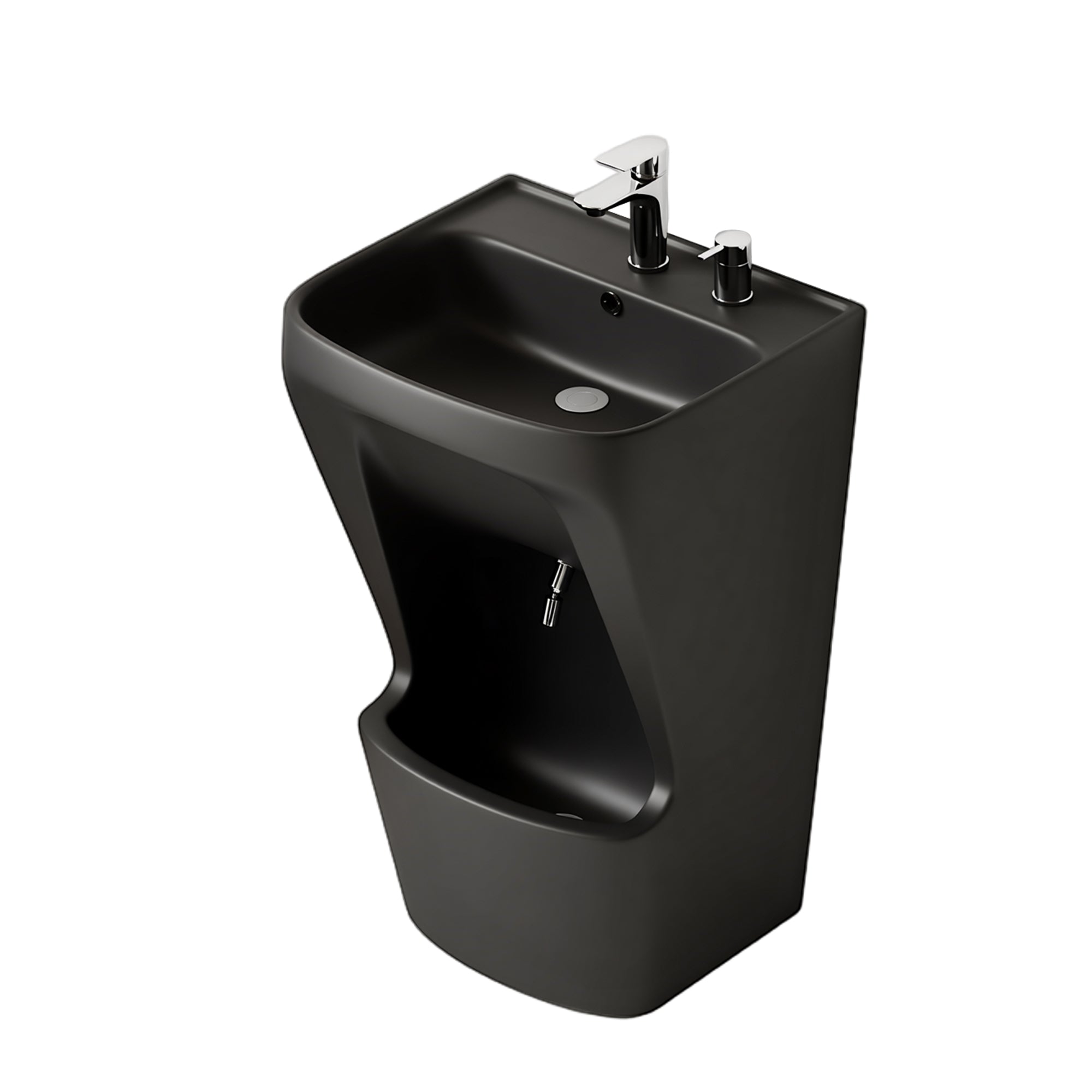 Lavabo d’ablutions GAZA noir, double vasque design moderne pour ablutions musulmanes.