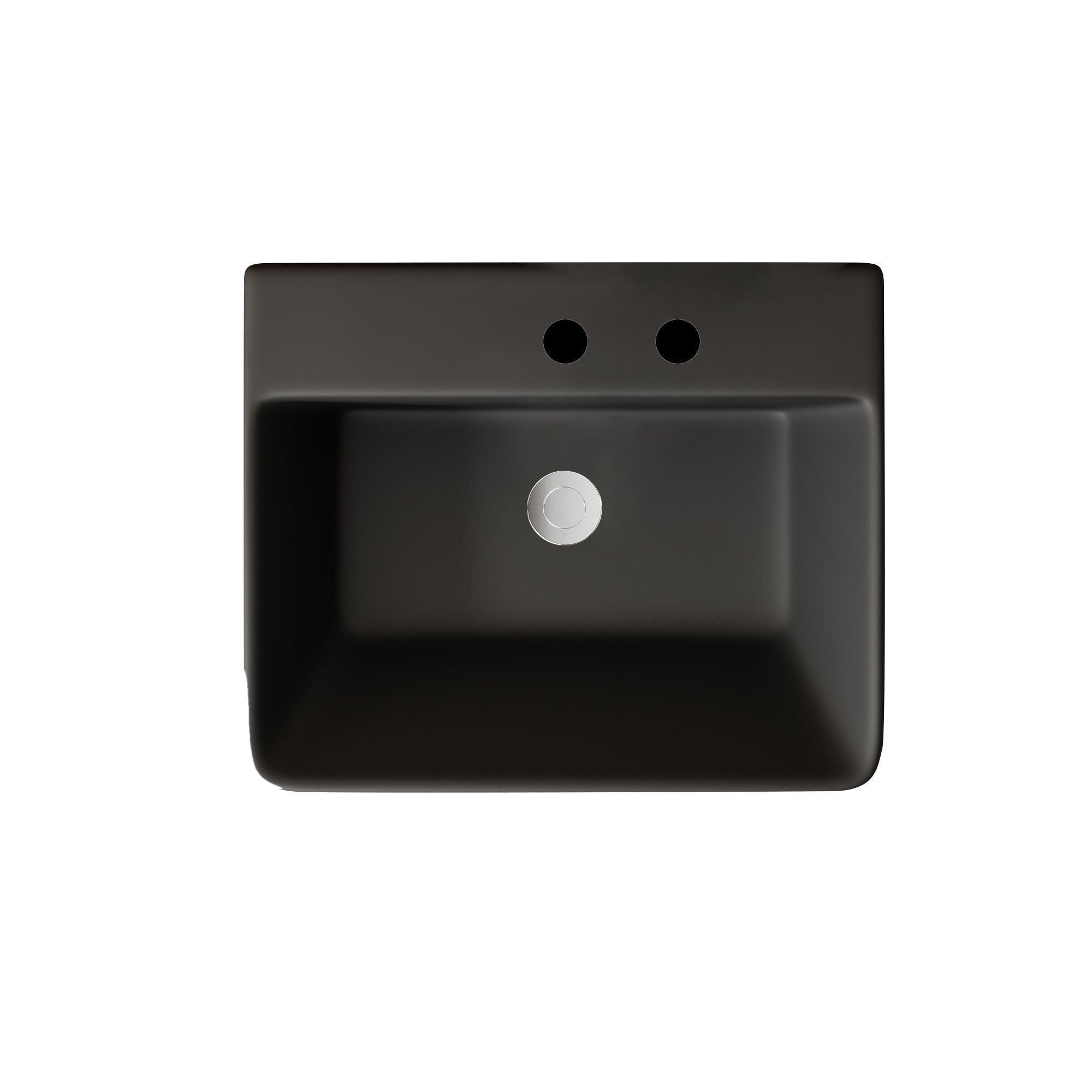 Lavabo d'ablutions Tunis - Design rectangulaire : lavabo noir avec trou de robinet et bonde.