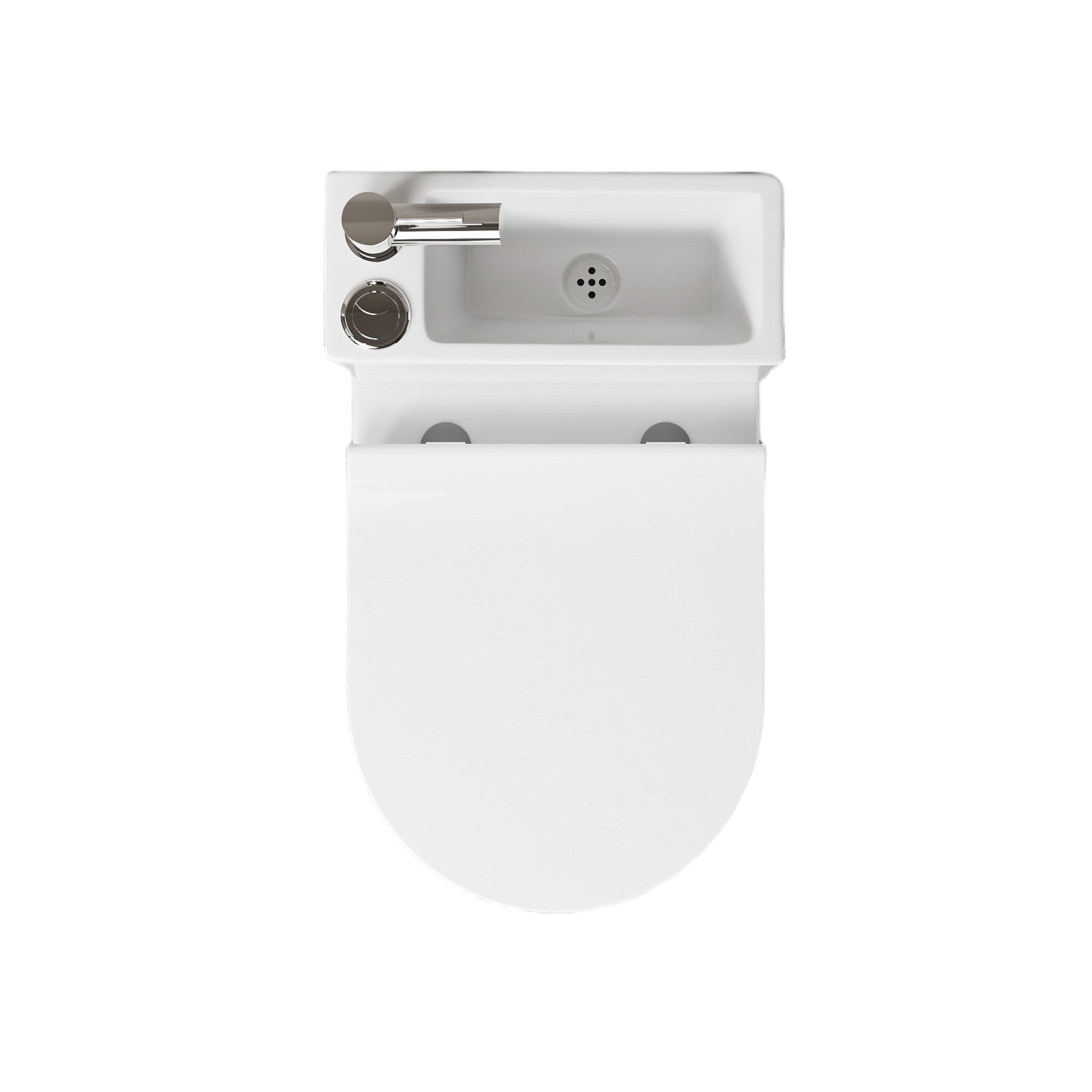 WC à poser avec lave-mains intégré 2-en-1 sans bride sortie horizontale
