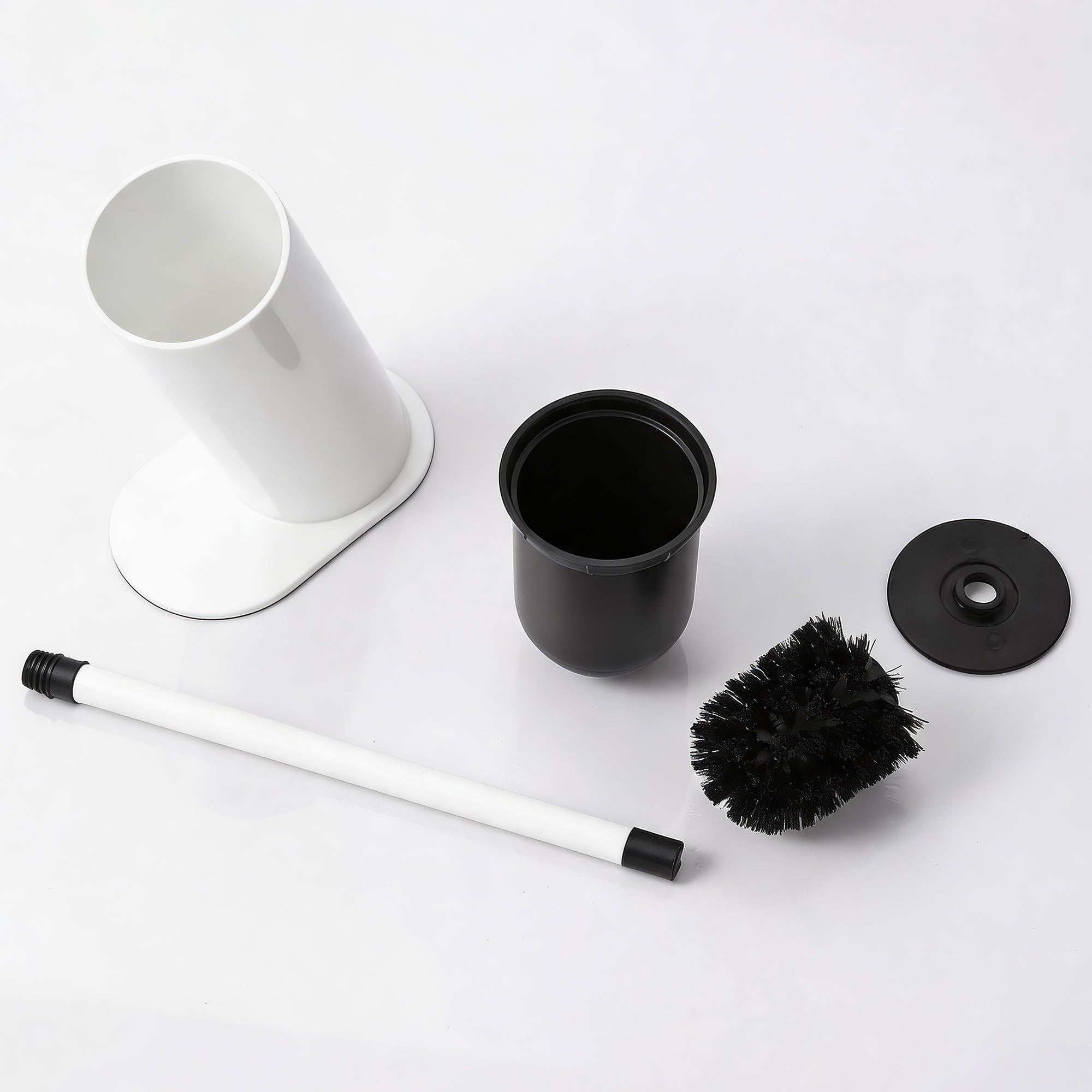 Brosse WC design en acier inoxydable blanc avec support
