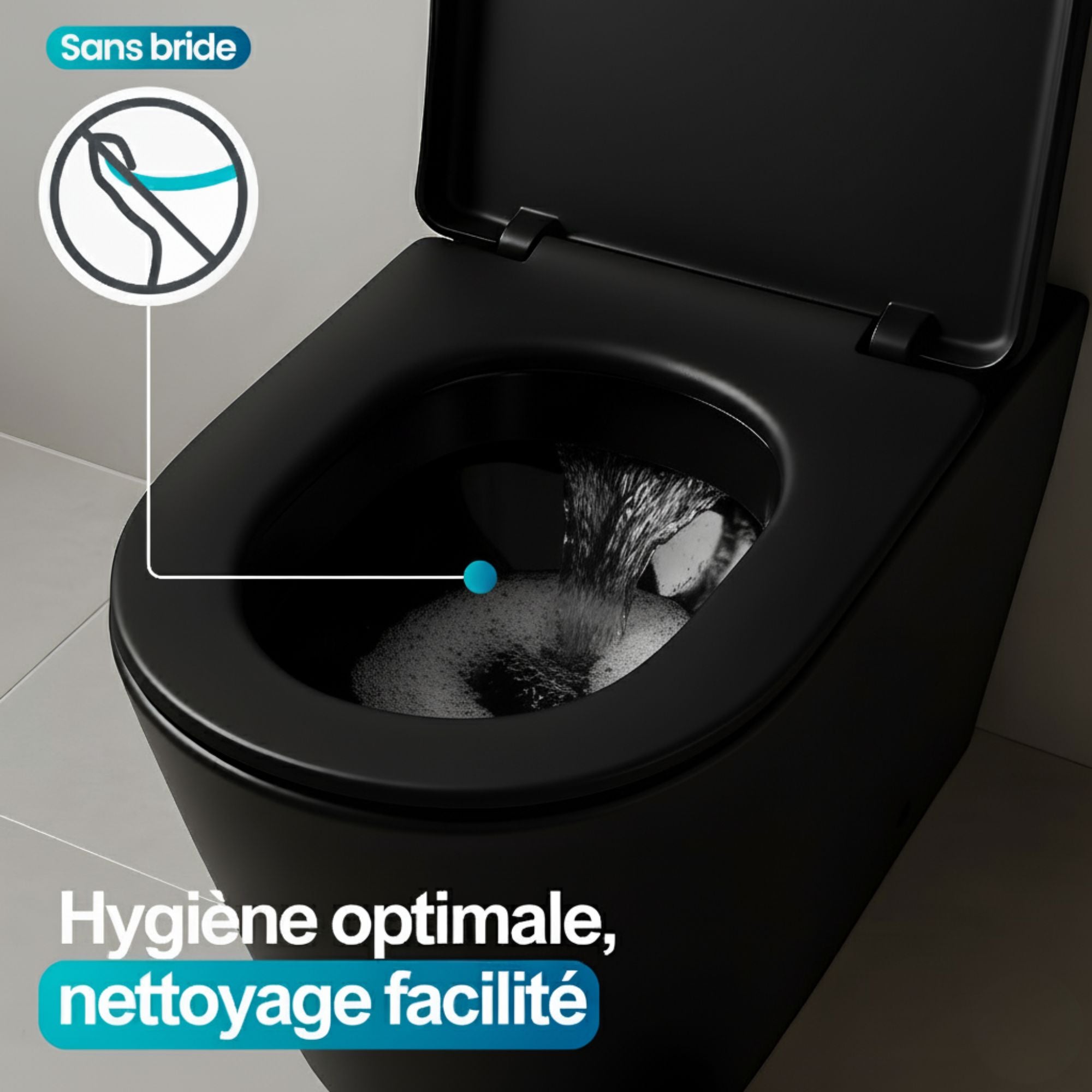 WC Noir Mat à poser