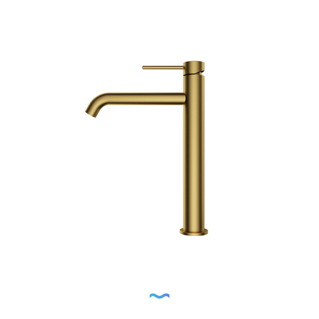 Robinet de lavabo de salle de bain doré, bec haut, design moderne