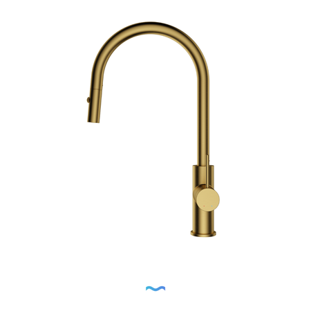 Robinet de cuisine doré, design en arc moderne, poignée à levier unique