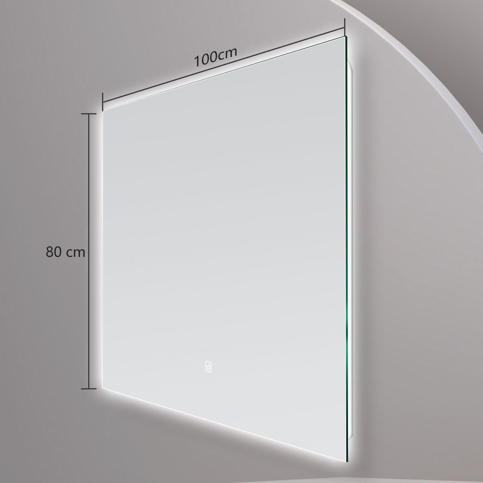Miroir mural infinity LED : miroir de salle de bain éclairé 100cm x 80cm au design moderne
