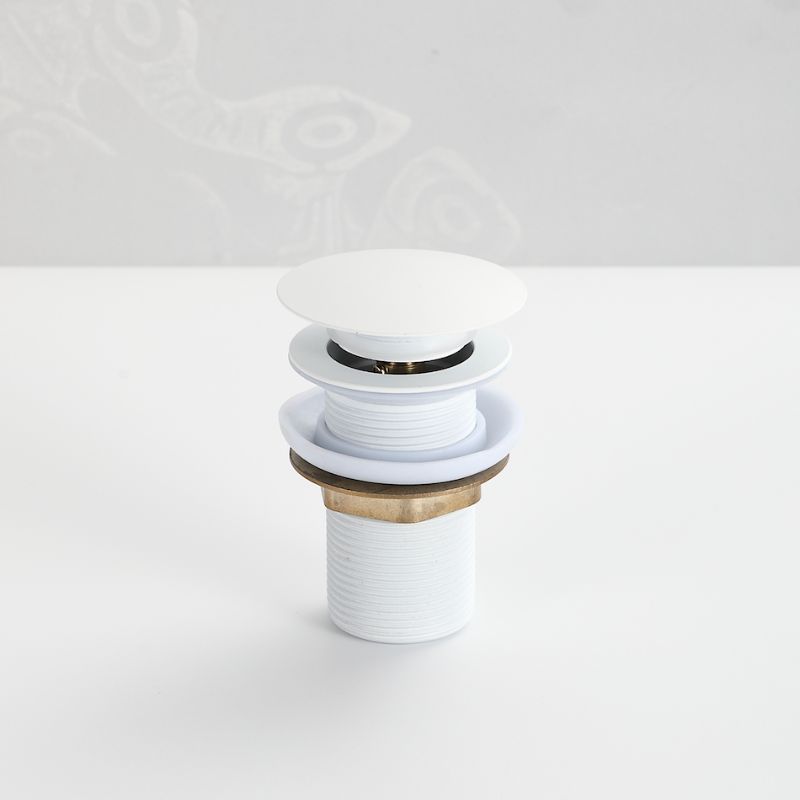 Bonde clic-clac blanche : Bonde de lavabo à vidage en céramique blanche avec raccord en laiton