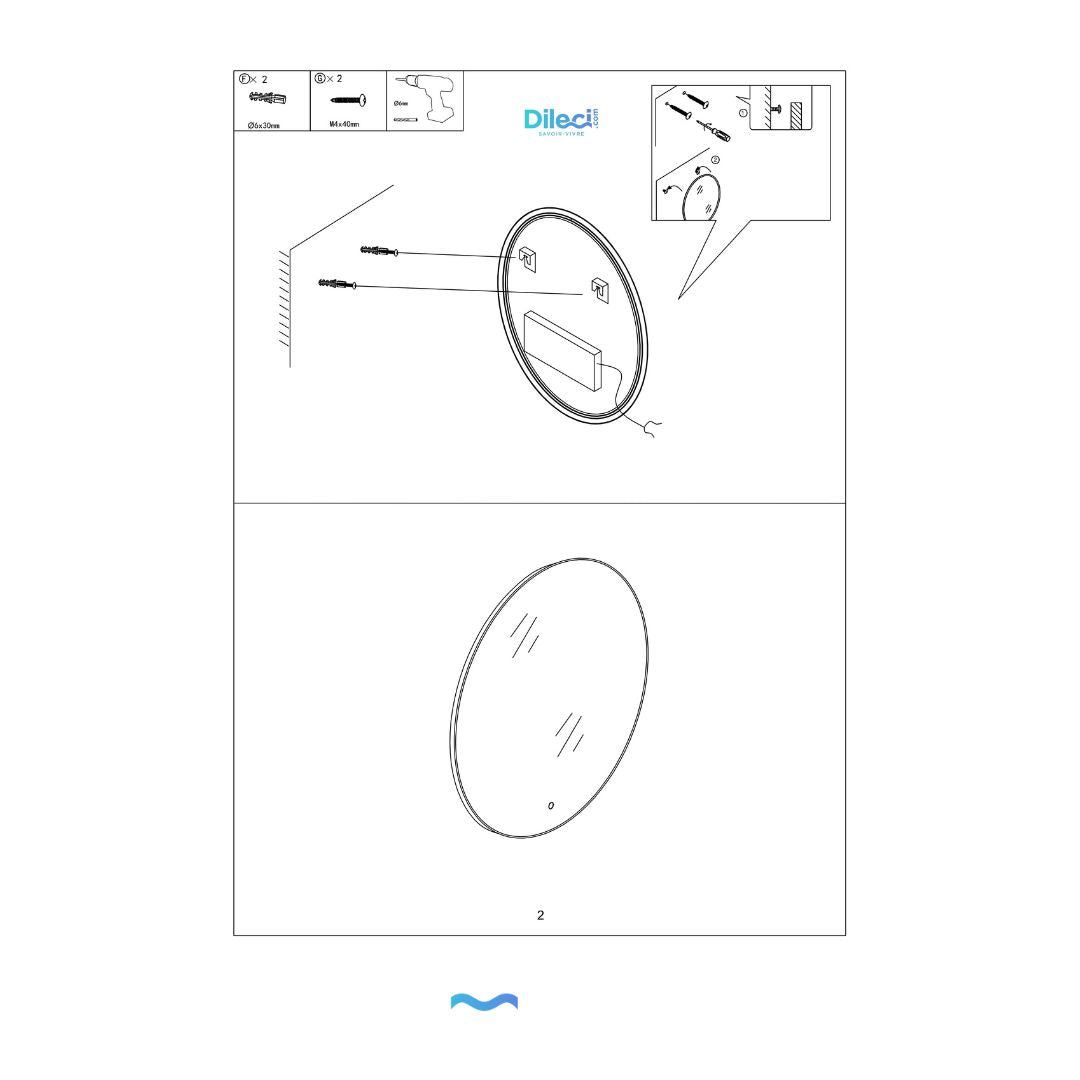 Miroir Infinity LED rond ⌀50cm : Miroir rond éclairé LED, diamètre 50 cm, miroir de salle de bain moderne
