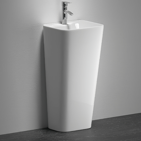 Lavabo Totem Blanc Rectangulaire et Fin