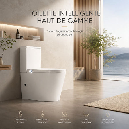 WC Intelligent Japonais T5 : Toilette haut de gamme avec fonctions de nettoyage, séchage et siège chauffant