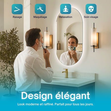 Miroir Ovale Lumineux LED 50×80 cm