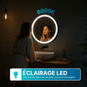 Miroir LED Rond 70 Cm Avec Cadre Aluminium Noir – Éclairage Frontal Dimmable 6000K, Anti-buée – Idéal Salle De Bain - 1