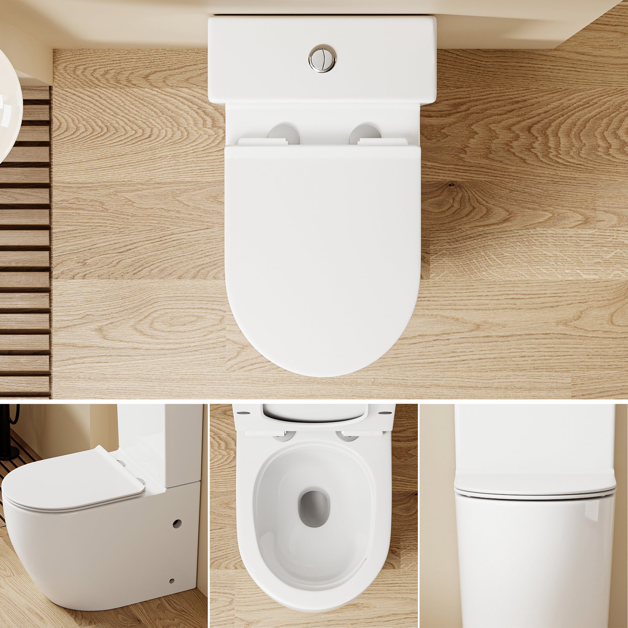 WC à poser sans bride sortie horizontale (63x38x82cm) - Design rond blanc BABIN