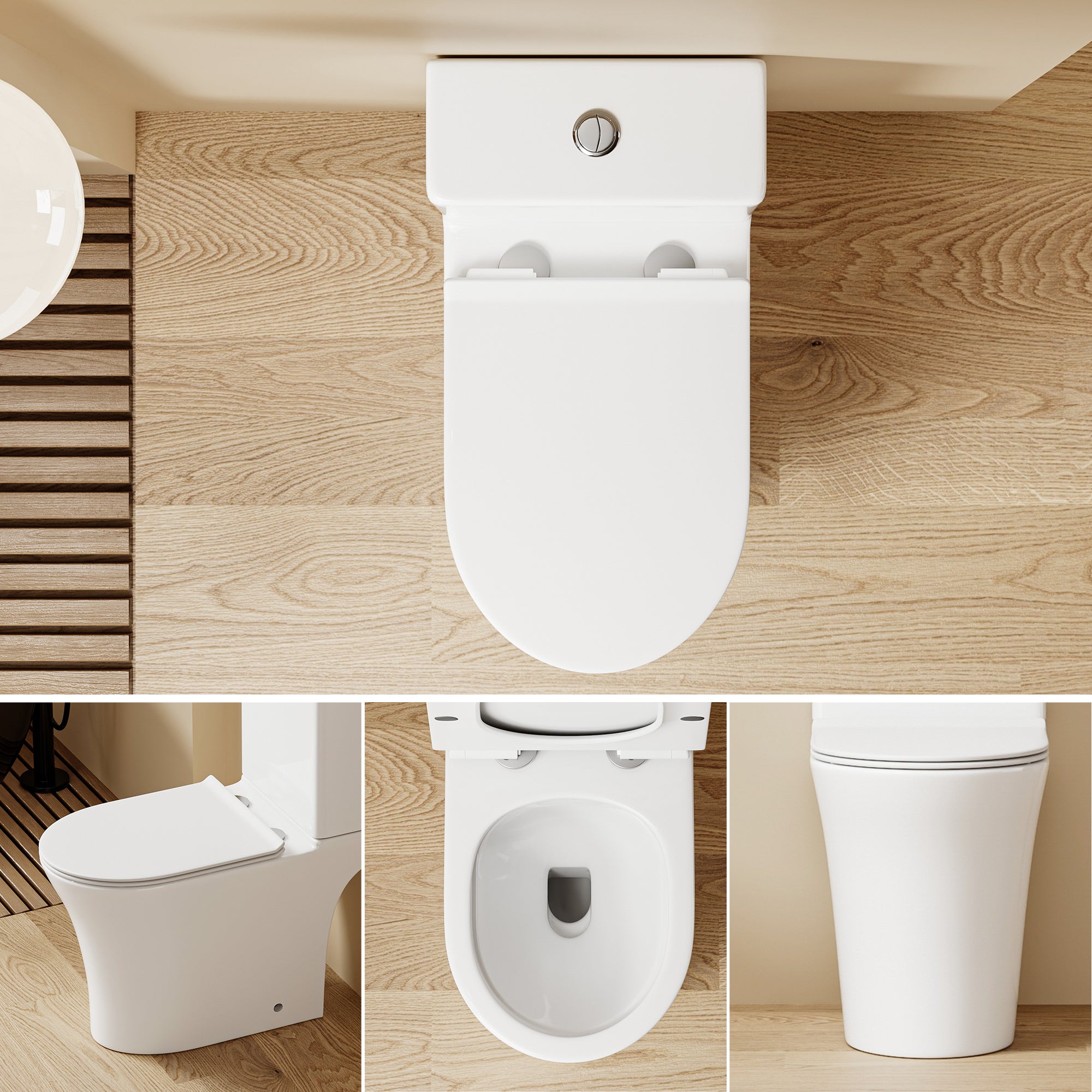 WC à poser sans bride sortie horizontale (63x34x76cm) - Design rectiligne blanc TUFO