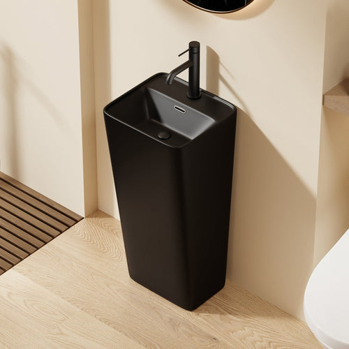 Lavabo Totem Noir Carré Diagonale H83
