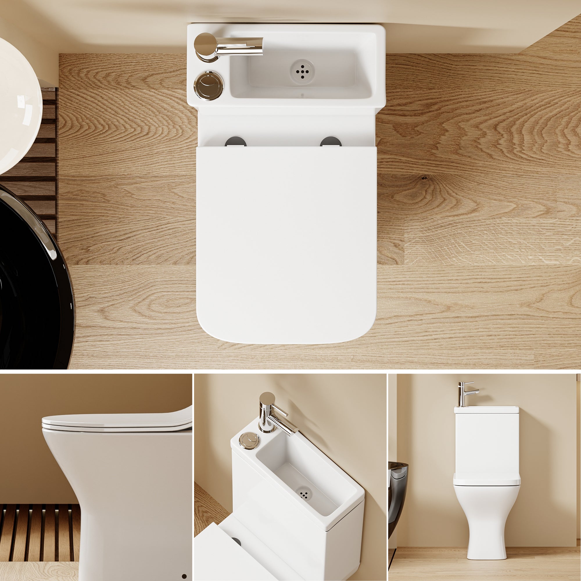 WC à poser avec lave-mains intégré 2-en-1 sans bride sortie horizontale (60,5*36*78cm) KENZO