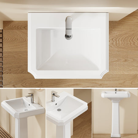 Lavabo colonne sur pied - Chelsea Retro Blanc