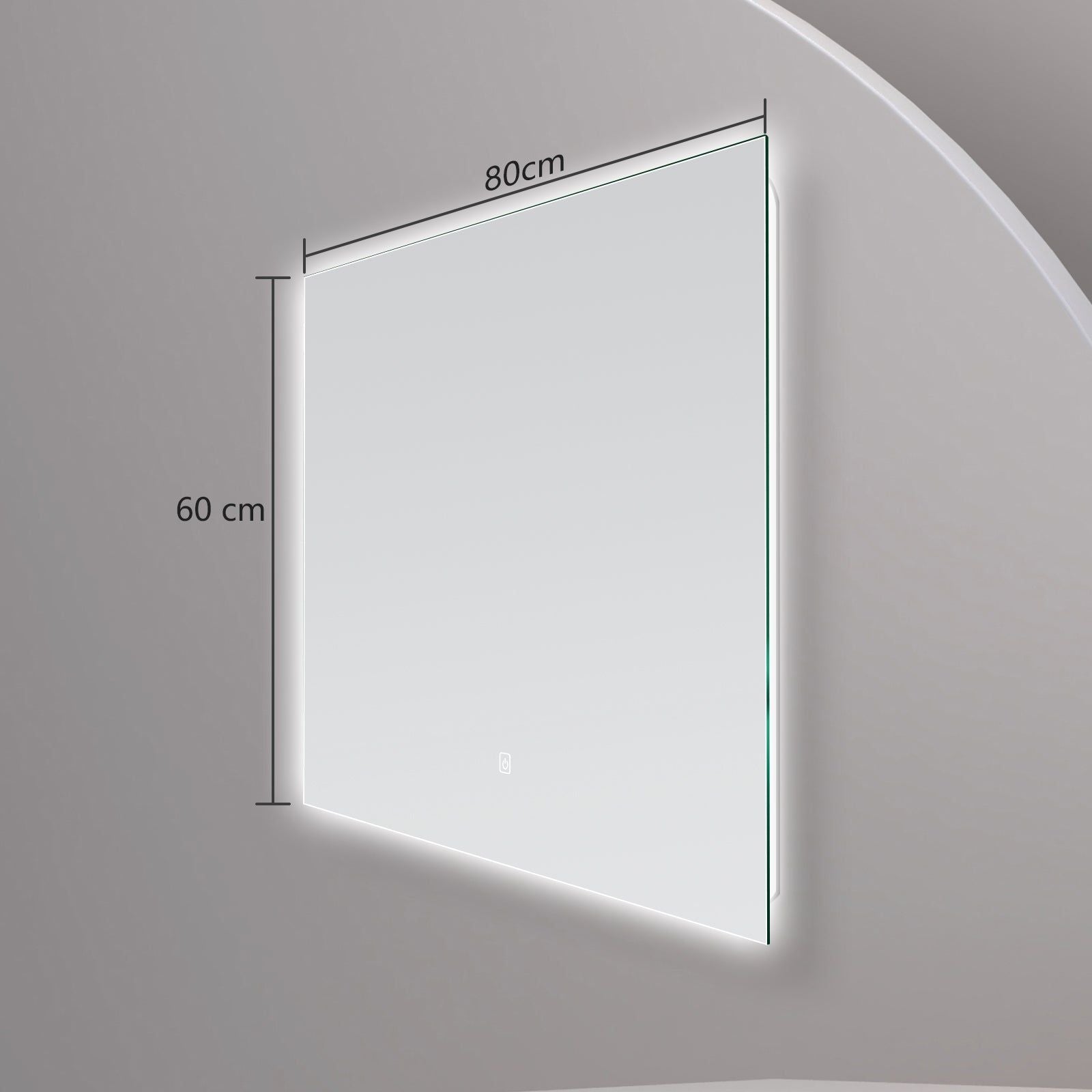 Miroir mural infinity LED : miroir de salle de bain éclairé 80 cm x 60 cm avec cadre élégant