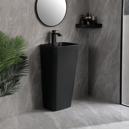 Lavabo Totem Noir Rectangulaire et Fin