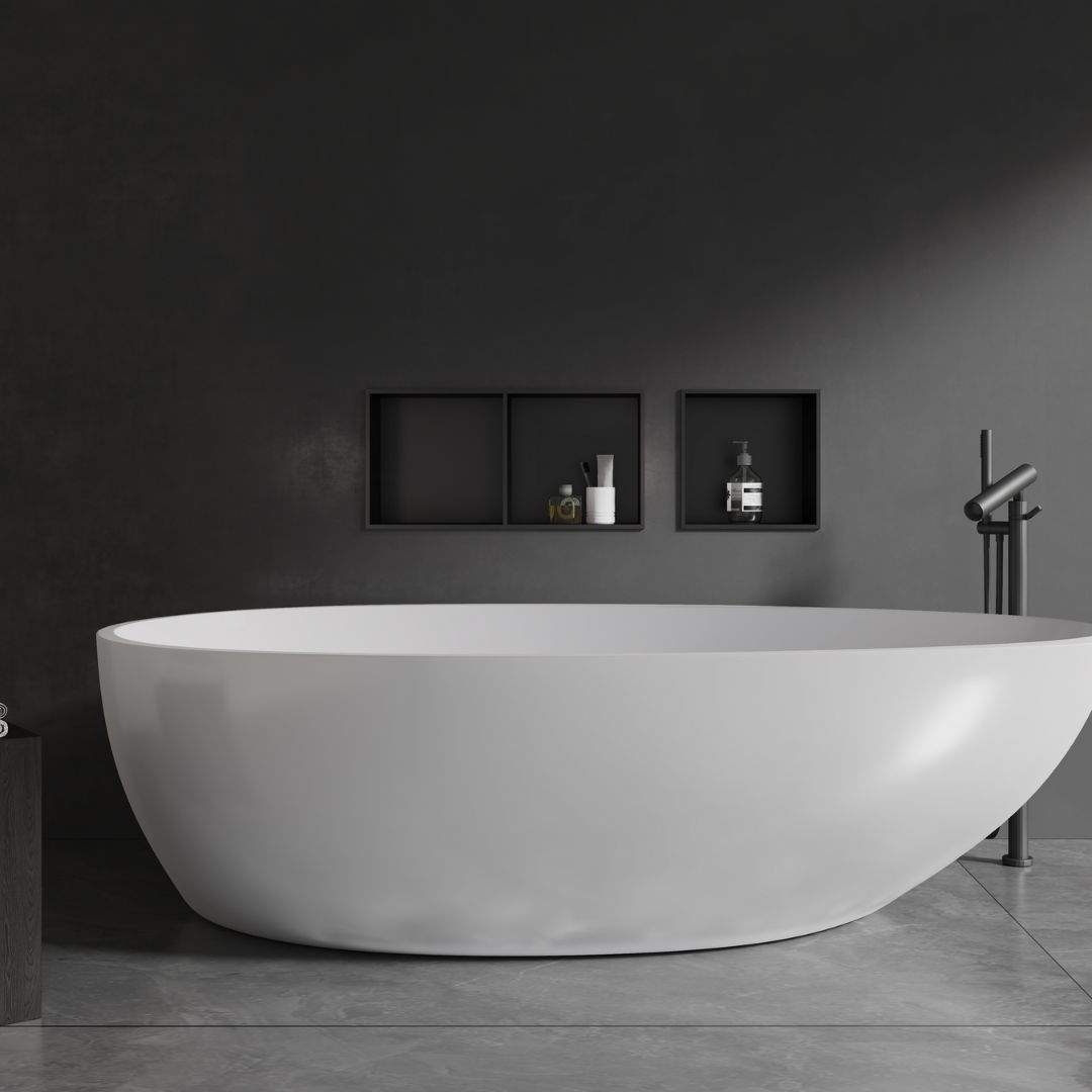 Niche de douche double noire 60x30x12 cm:  Elégante niche de rangement noire pour salle de bain, idéale pour optimiser l'espace.