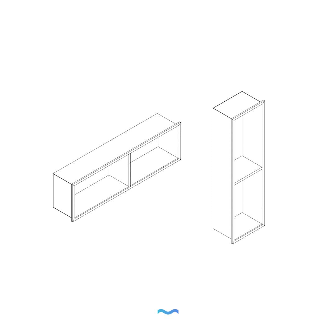 Niche de douche double, 60x30x12cm, cadre noir, deux étagères