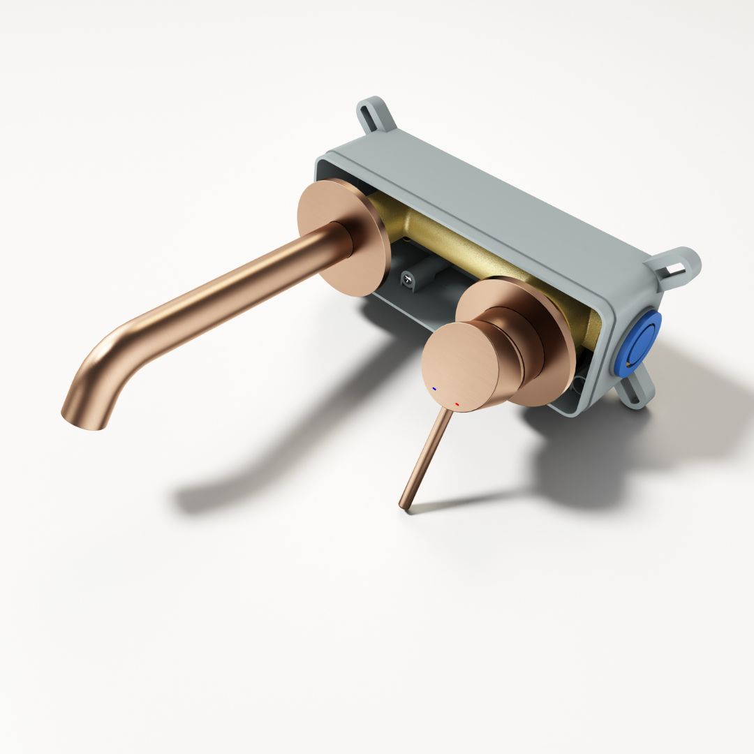 Robinet à bec encastré thermostatique couleur cuivre:  Copper thermostatic built-in faucet with modern design