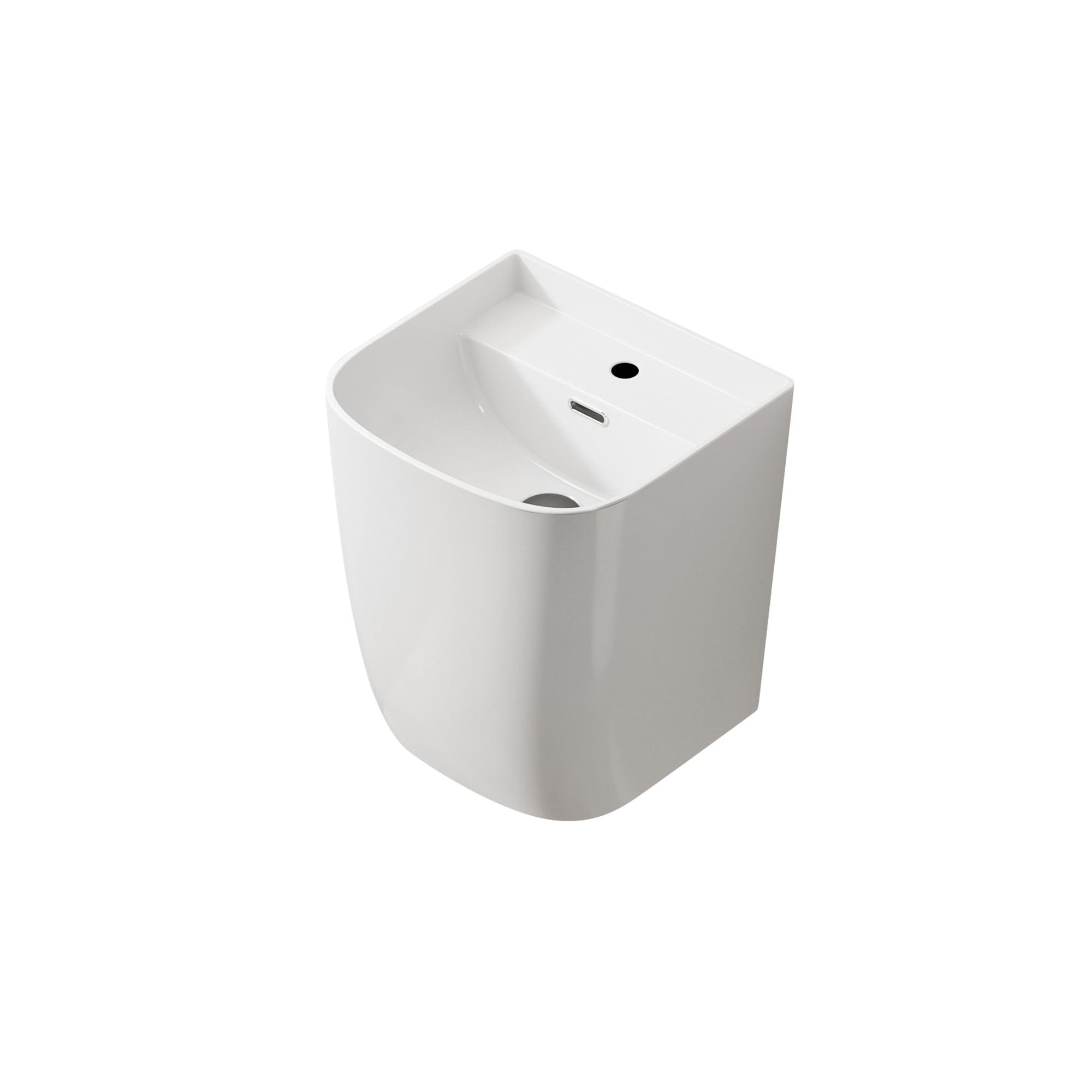 Lavabo mural blanc : Lavabo mural contemporain (38x40x45cm), design moderne, céramique blanche
