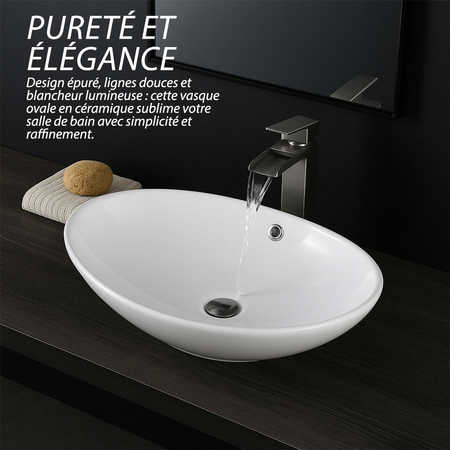 Vasque à poser Ovale Blanc en céramique