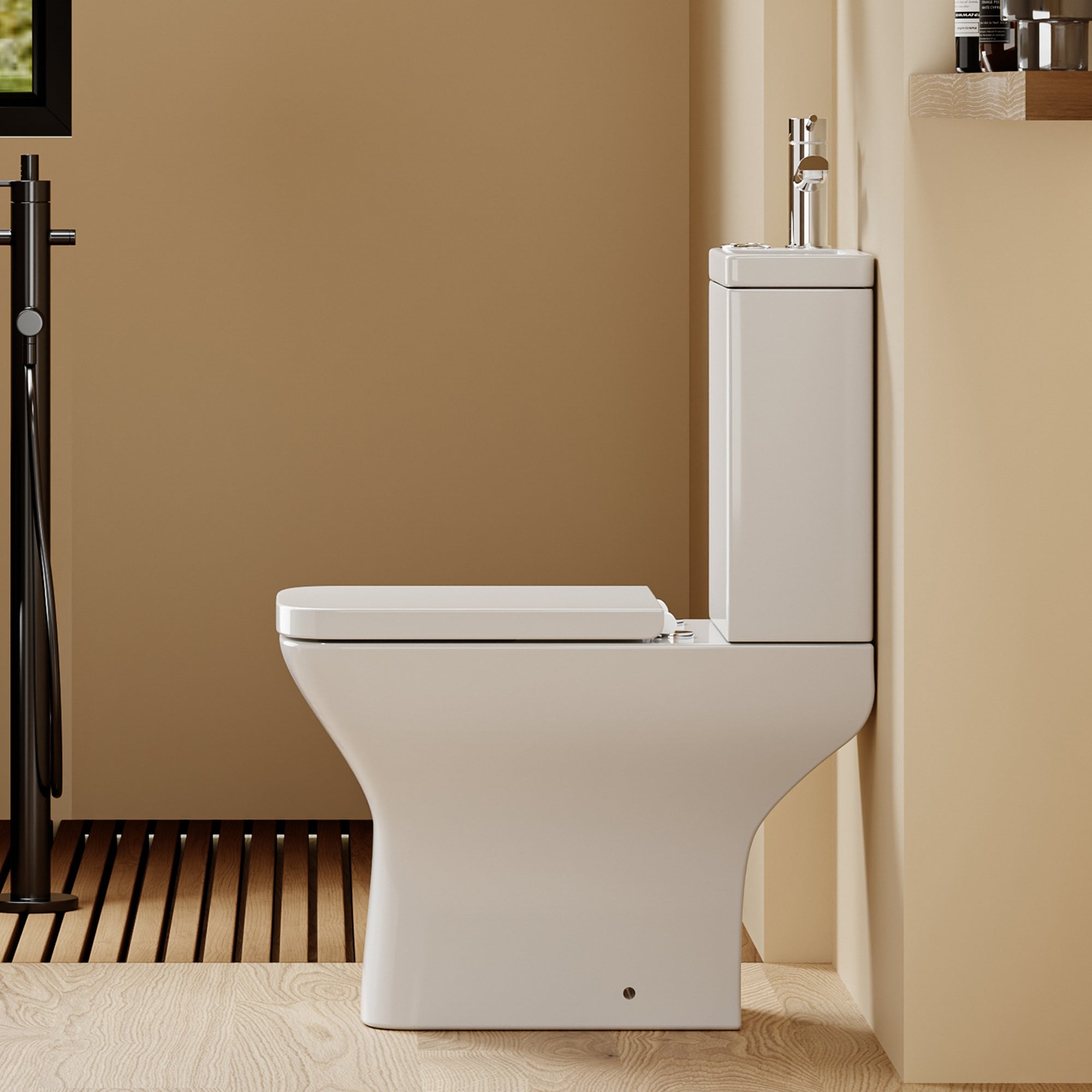 WC à poser avec lave-mains intégré 2-en-1 sans bride sortie horizontale (60,5*36*78cm) KENZO