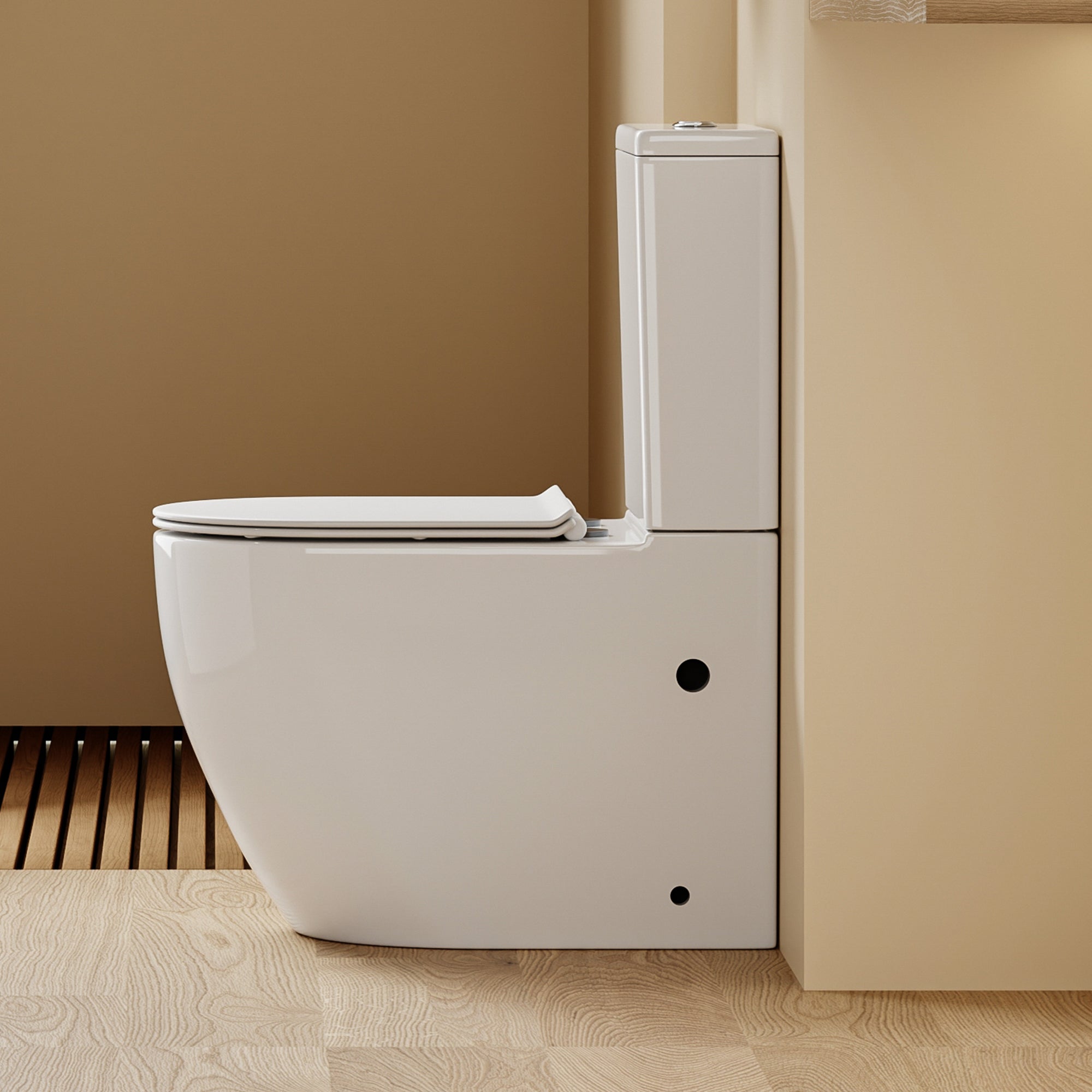 WC à poser sans bride sortie horizontale (63x38x82cm) - Design rond blanc BABIN