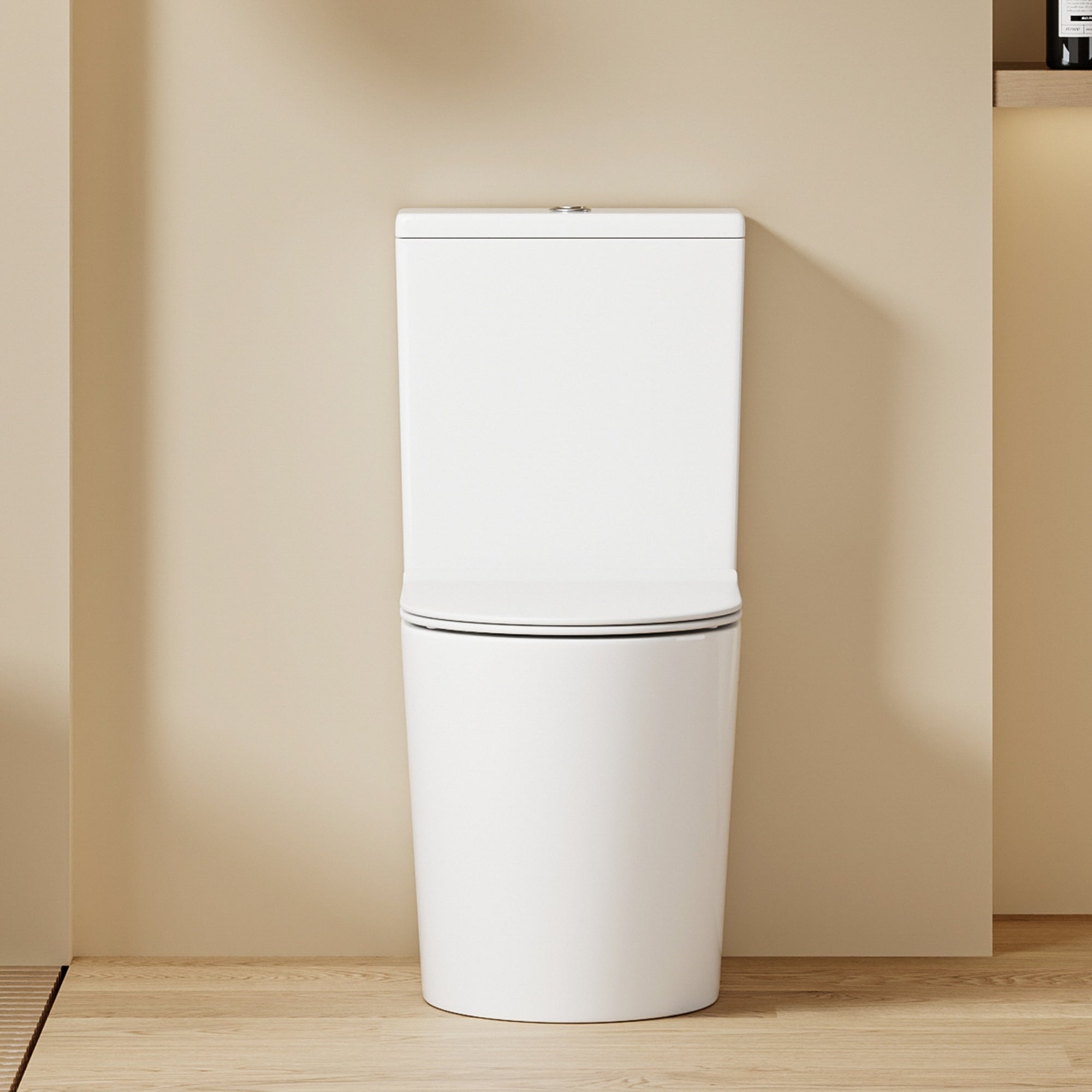 WC à poser sans bride sortie horizontale (63x38x82cm) - Design arrondie blanc VICTOR