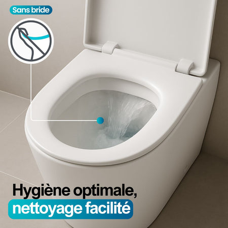 WC Blanc à poser : Cuvette de WC sans bride, facile à nettoyer, hygiène optimale