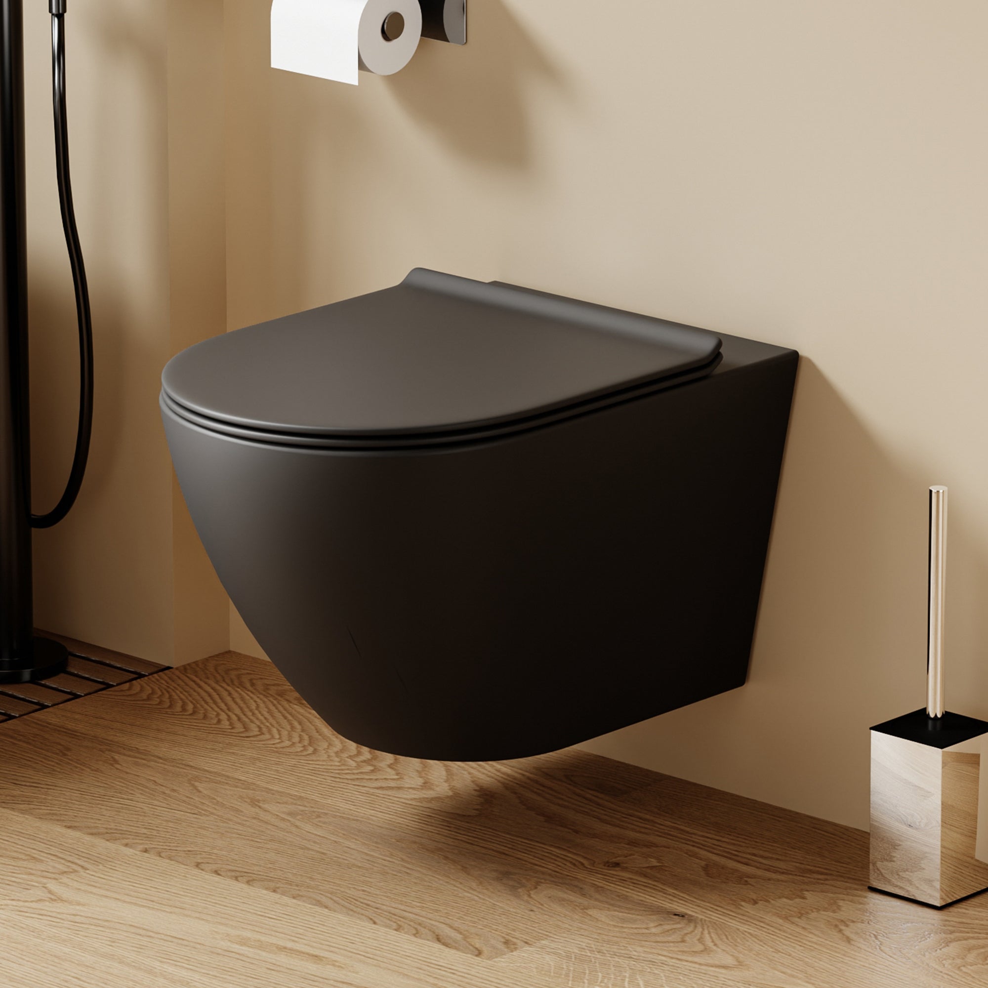 WC suspendu noir VALA (53*36,5*32cm)– Design moderne & abattant Soft Close