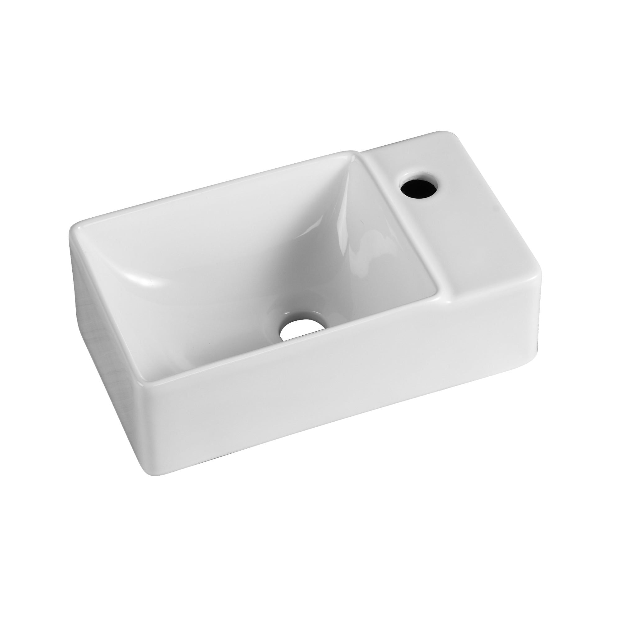 Vasque lave-mains petit format rectangulaire blanc sortie droite (40*22*13)