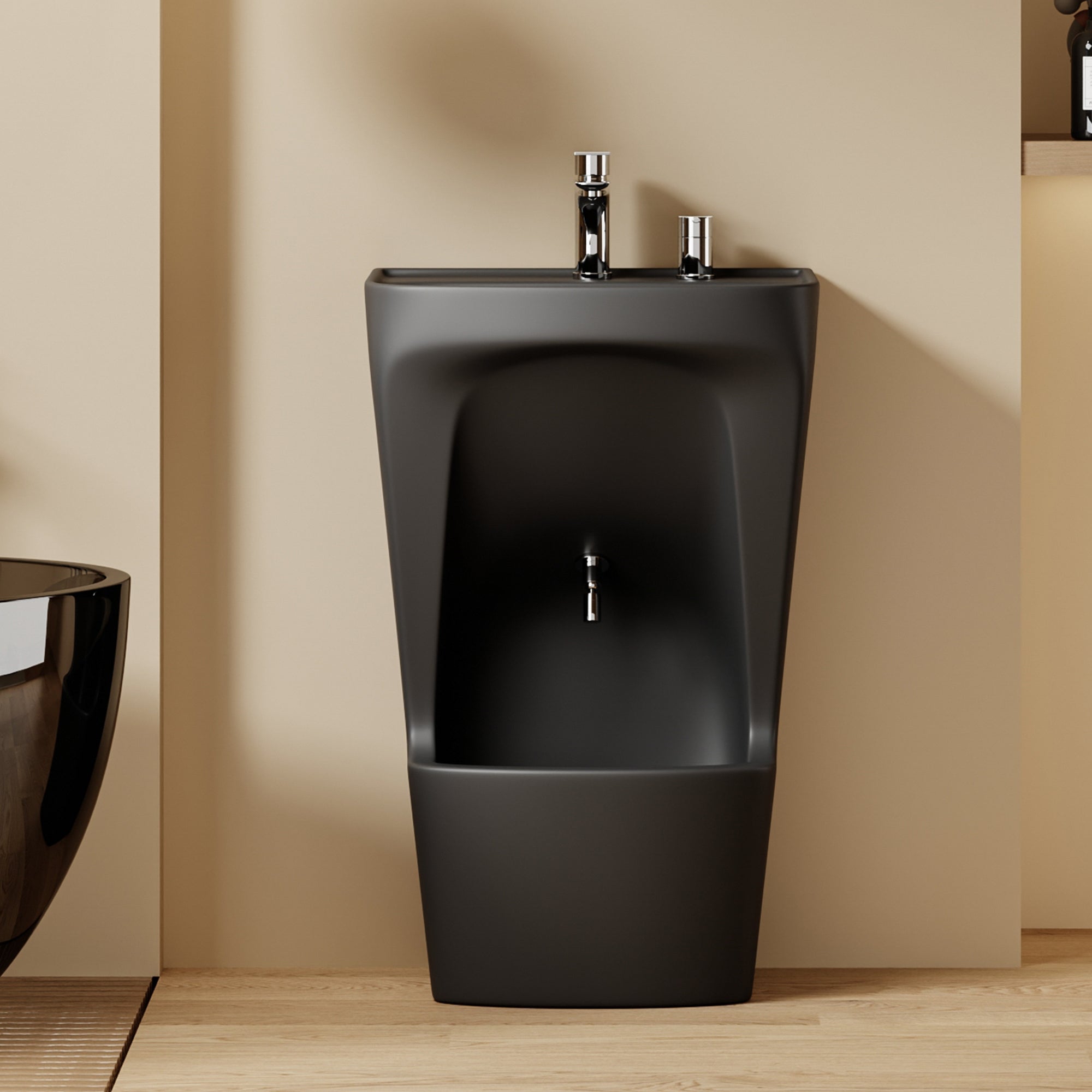 Lavabo d’ablutions musulmanes GAZA noir, double vasque au design moderne.
