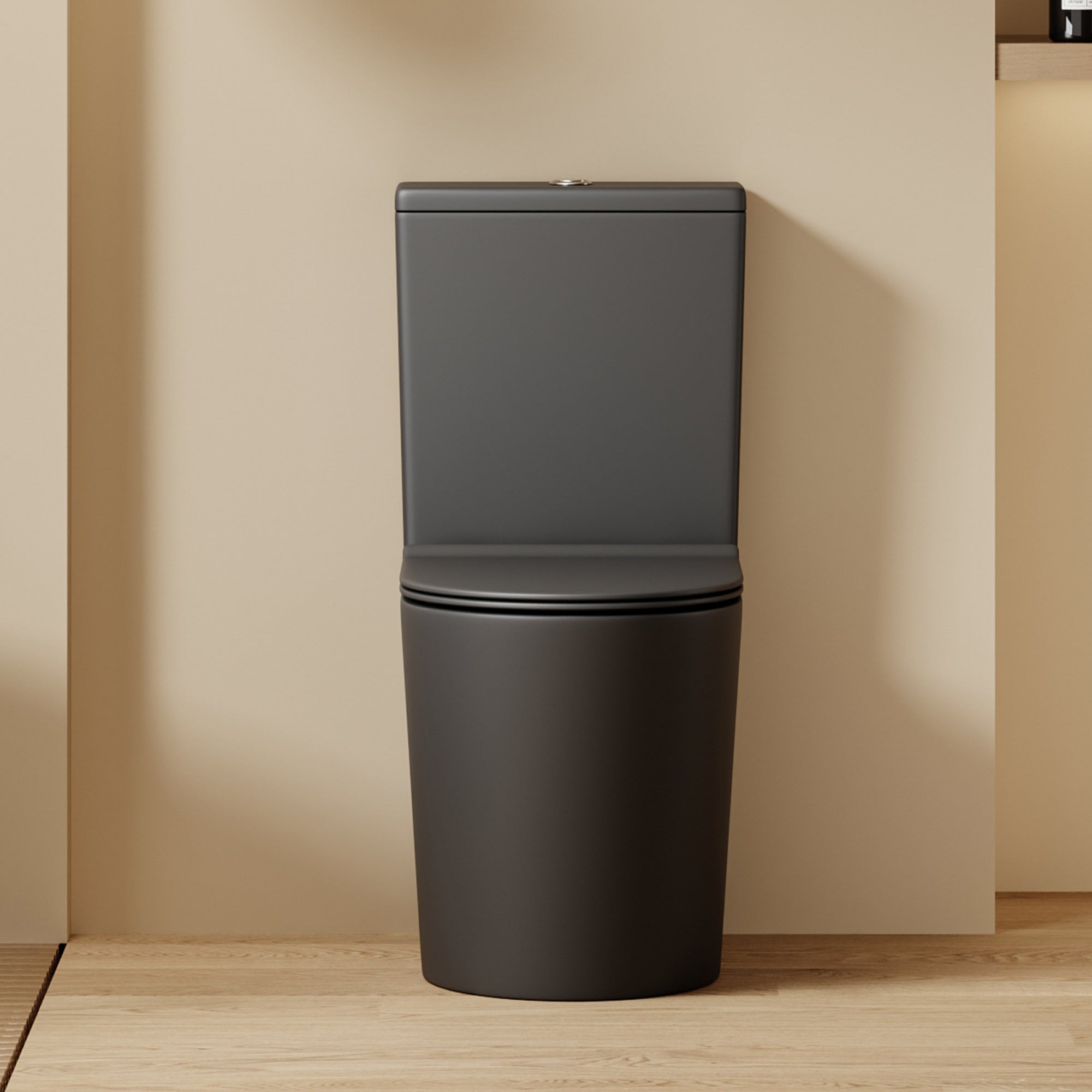 WC à poser sans bride sortie horizontale (63x38x82cm) - Design arrondie noir CESAR