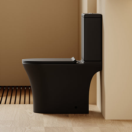 WC noir design rectiligne, sortie horizontale, 63x34x76cm.