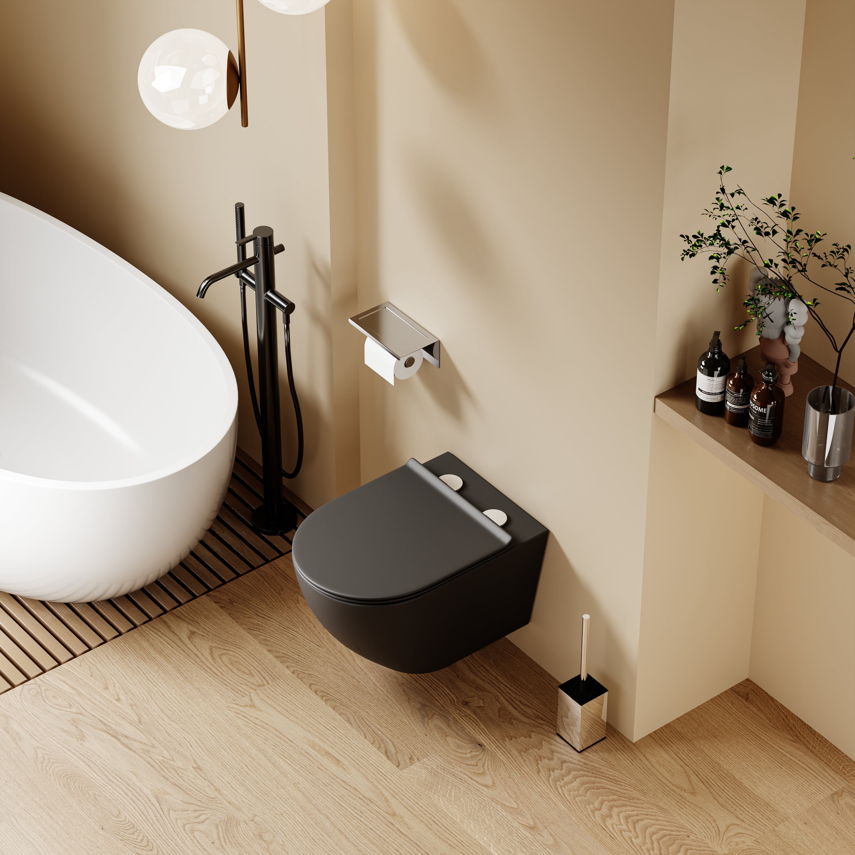 WC suspendu noir VALA (53*36,5*32cm)– Design moderne & abattant Soft Close