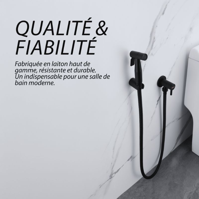 Douchette WC Murale - Noir mat