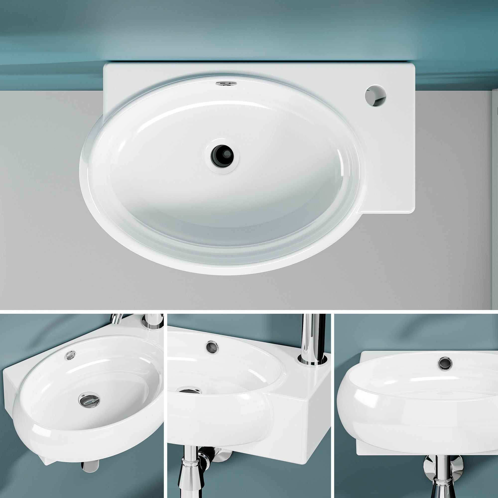 Vasque lave-mains blanc sortie droite avec cuve murale (43*29*15)