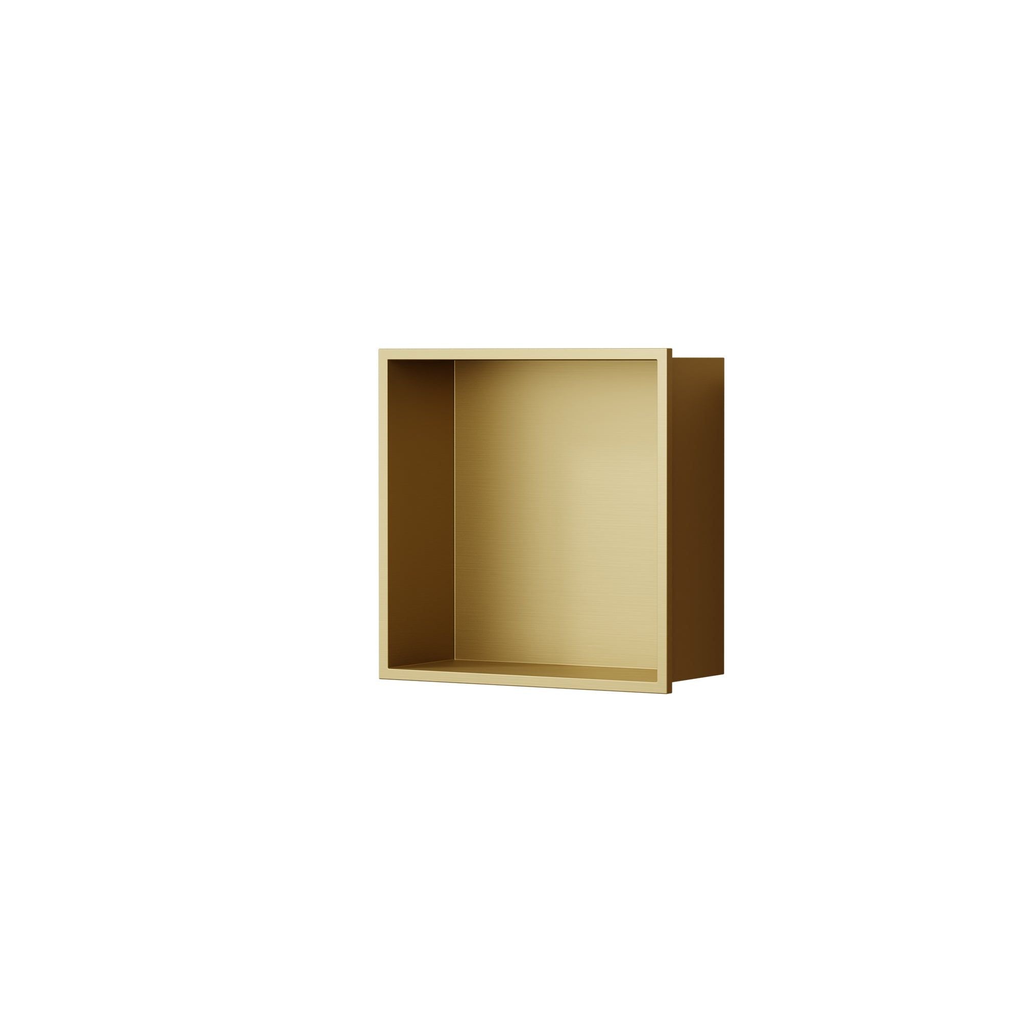 Niche de douche carrée en finition or, 30 x 30 x 12 cm