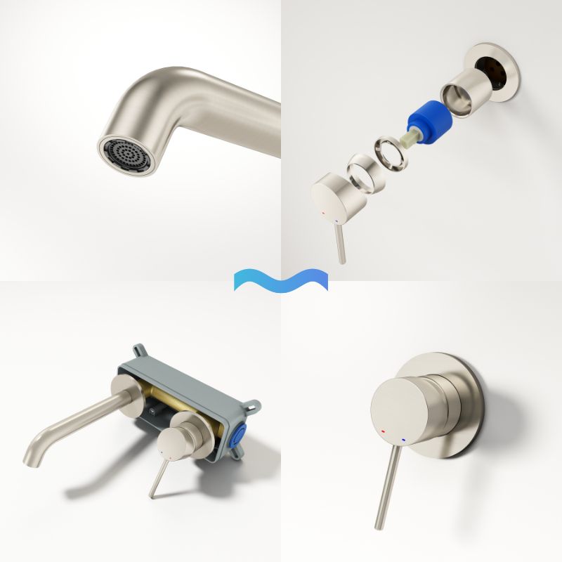 Robinet encastrable à bec – Finition nickel brossé/Chrome