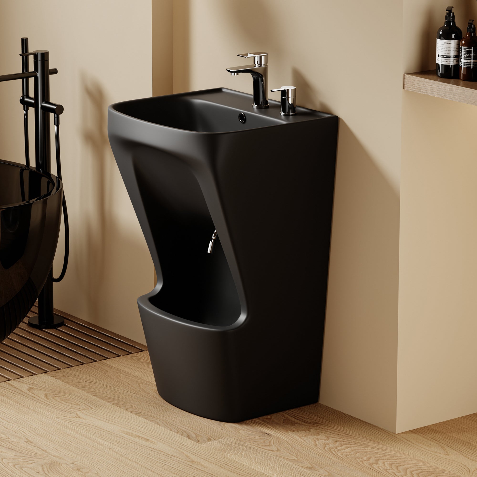Lavabo d’ablutions musulmanes GAZA noir, design moderne, double vasque.