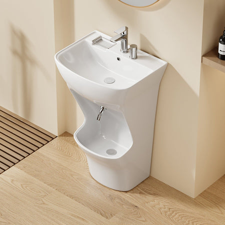 Lavabo d’ablutions Beyrouth design arrondi avec porte-savon intégré et robinetterie chromée