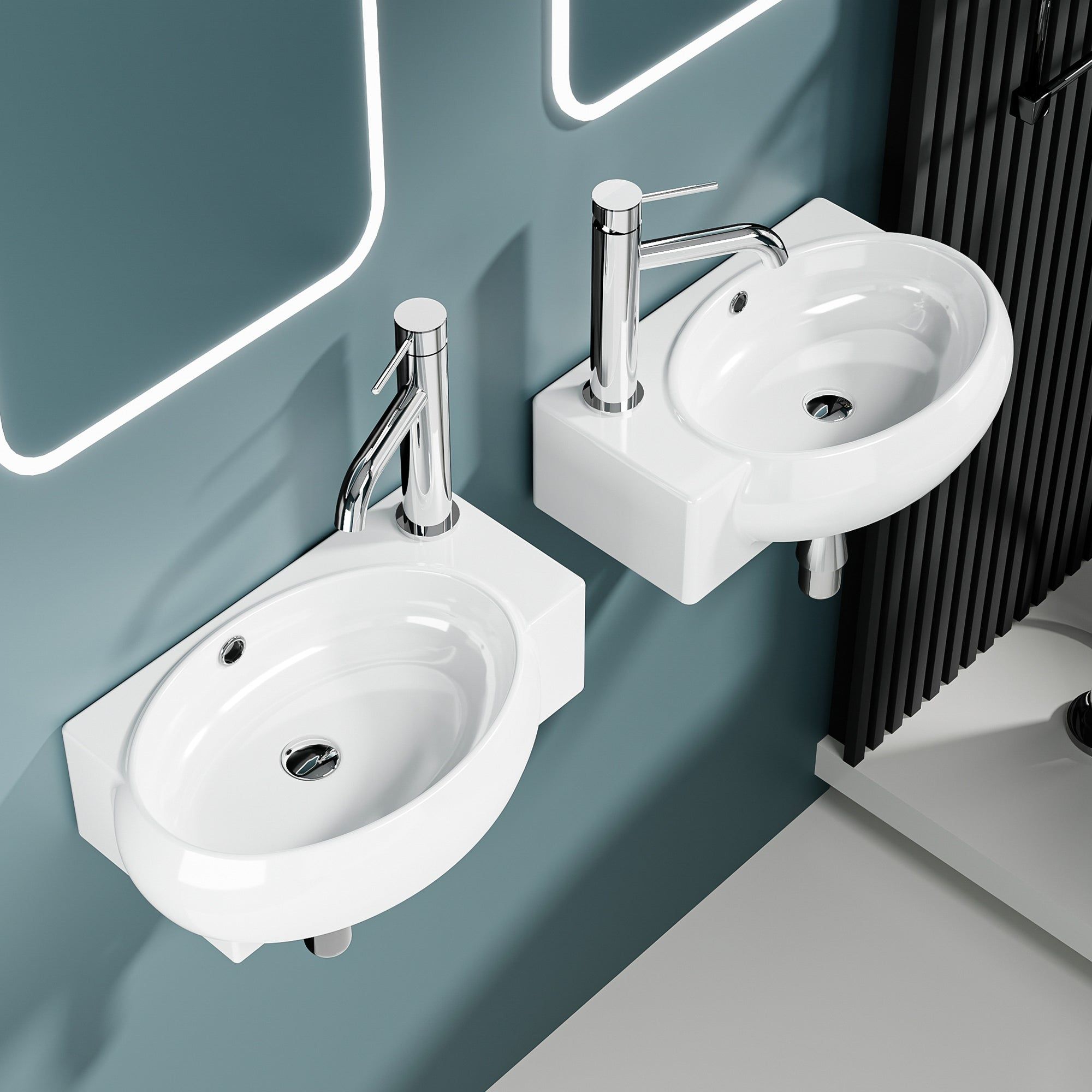 Vasque lave-mains blanc sortie gauche avec cuve murale (43*29*15)