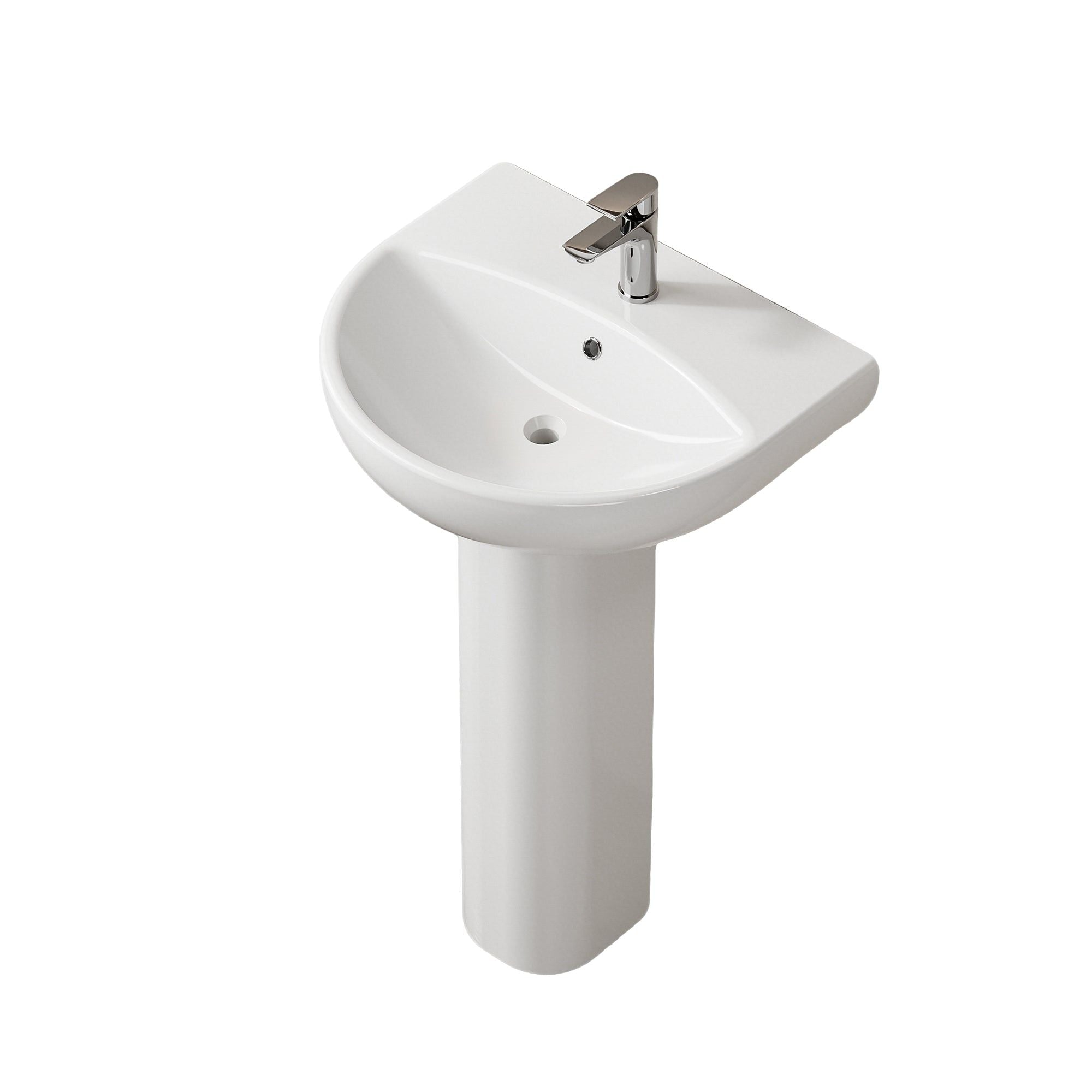 Lavabo colonne sur pied en céramique blanche, ultra compact, Hauteur 86 cm