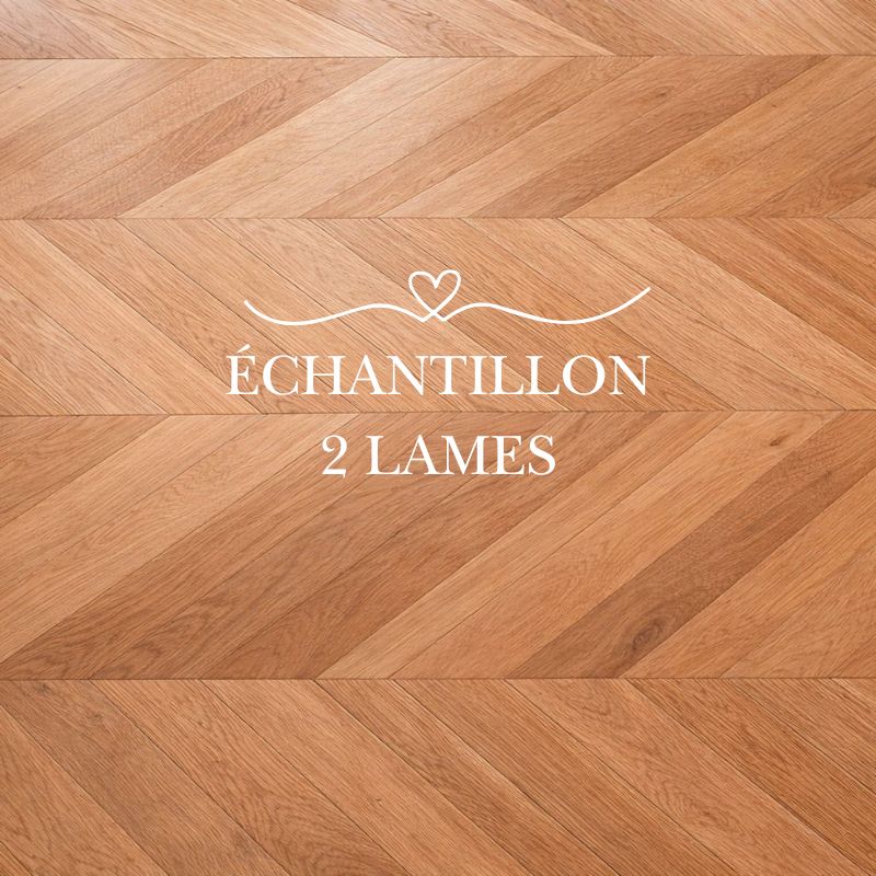 [ÉCHANTILLON] - Parquet contrecollé chêne français, Point de Hongrie / Chevron taille 510×83×15 mm, Teinte bois naturel