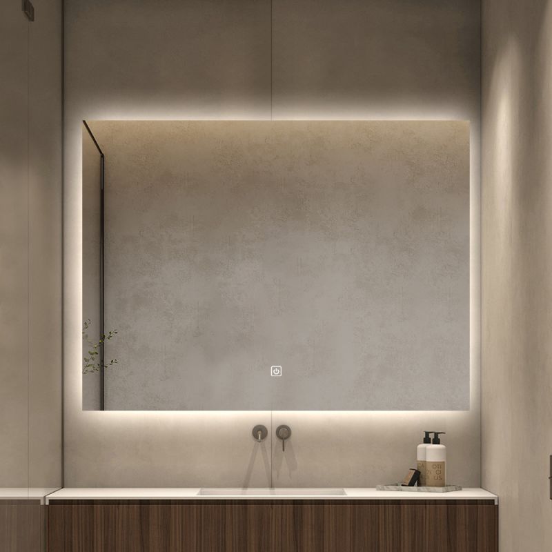Miroir mural infinity LED : Miroir de salle de bain lumineux moderne avec éclairage LED intégré, parfait pour les salles de bain contemporaines.