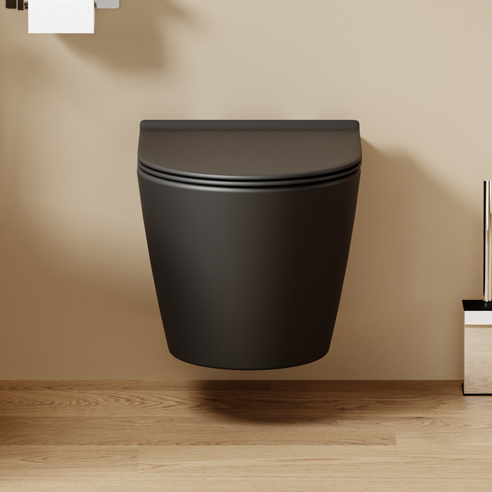 WC suspendu noir SOLEIL (49*36,5*32 cm) – Design moderne et Abattant Soft Close