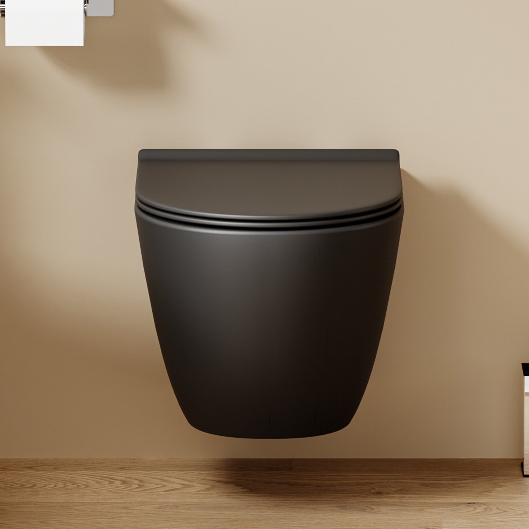 WC suspendu ultra compact noir LAVA (49,5*37*32cm)– Design moderne & abattant Soft Close