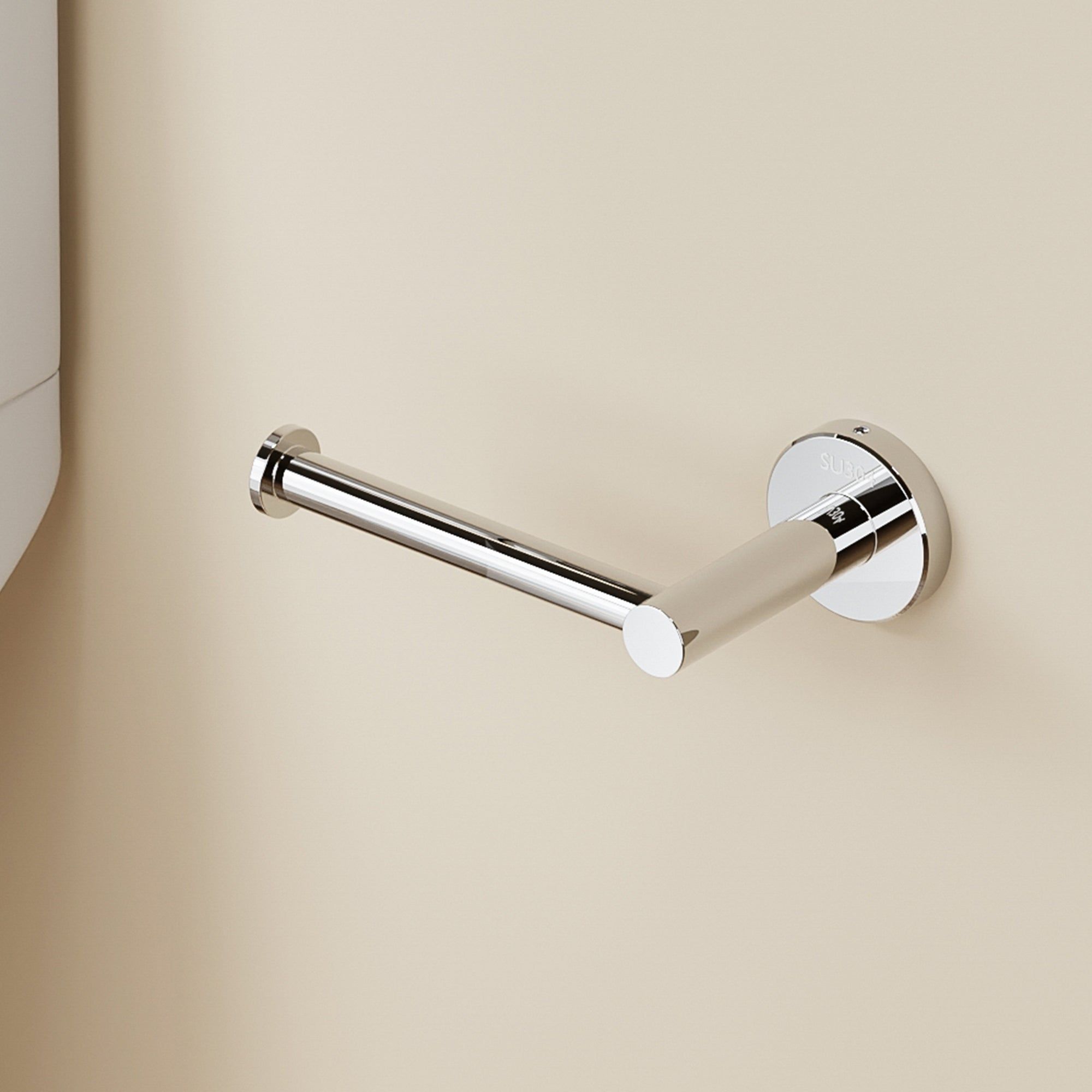 Porte-rouleau papier toilette mural en acier inoxydable, finition chromée brillante
